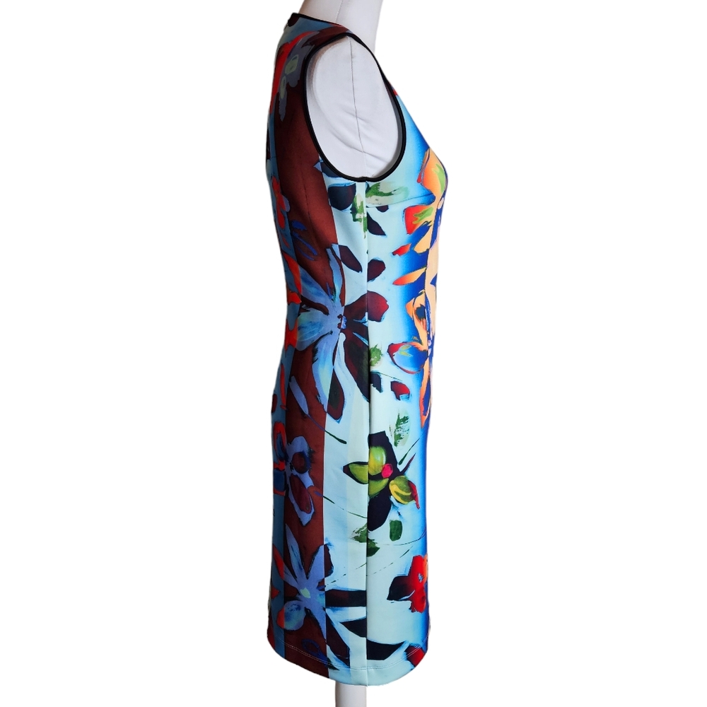 Clover Canyon Dream Daily Floral Print Scuba Sheath Dress Size Medium Stretchy - Picture 6 of 16